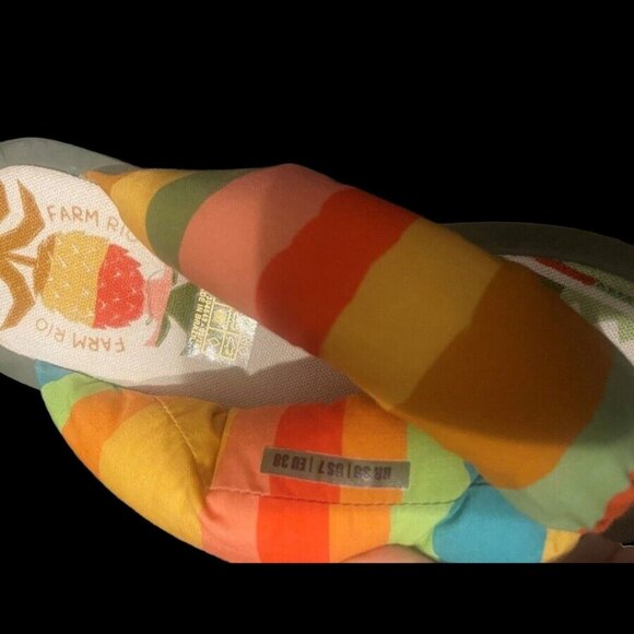 Farm Rio Women's Puffy Rainbow Pineapple Flip Flop Sandals - US 7, EU 38 New - Picture 3 of 4